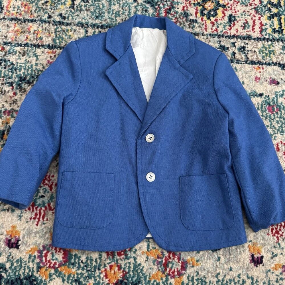 Vintage 80s Jack Jar Blue Blazer Suit Coat Jacket Boys Size 2 Made In USA